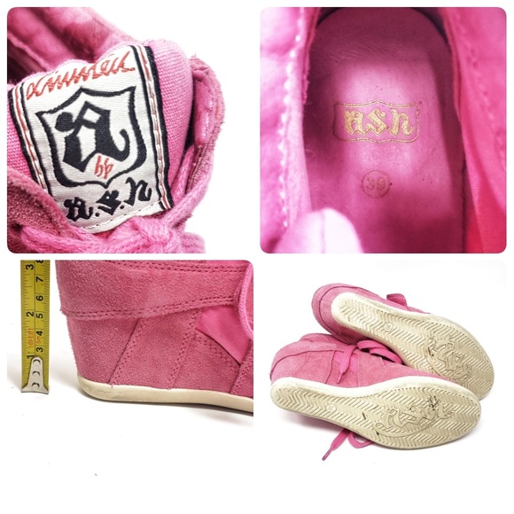 Ash | Bowie Pink Suede Wedge Lace Sneakers Size 39 - Picture 6 of 8